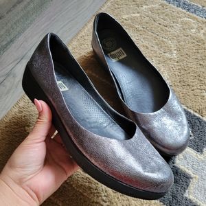 FitFlop Metallic Pewter Ballet Flats